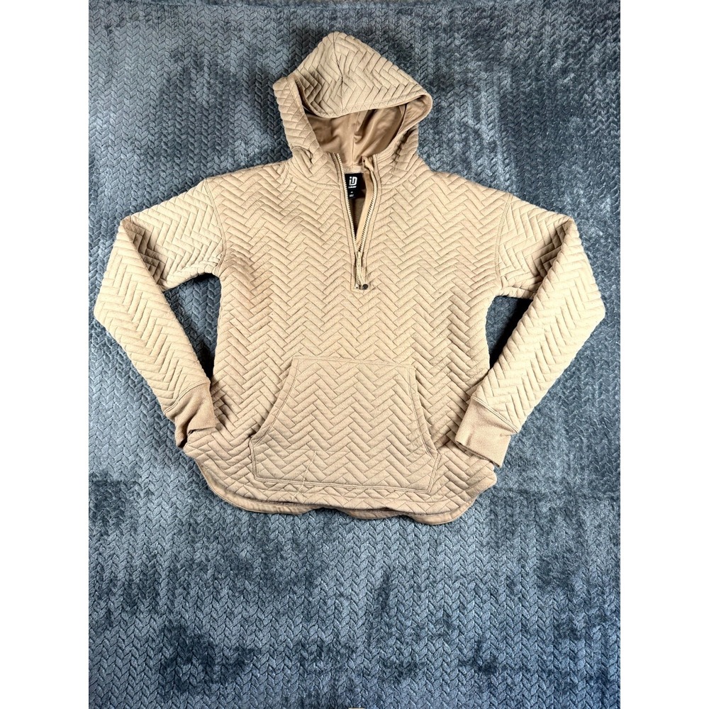 Ideology Hoodie Womens XS Beige Soft Cozy Quilted Knit Outerwear Quarter-Zip‎